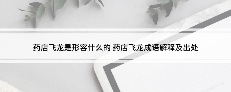 药店飞龙是形容什么的(药店飞龙成语解释及出处)