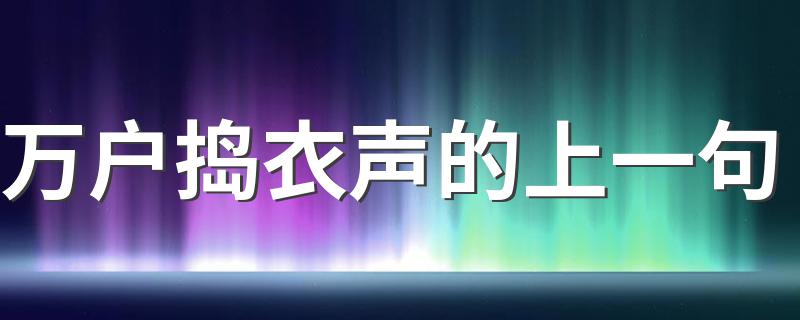 全诗解释及赏析_万户捣衣声的上一句
