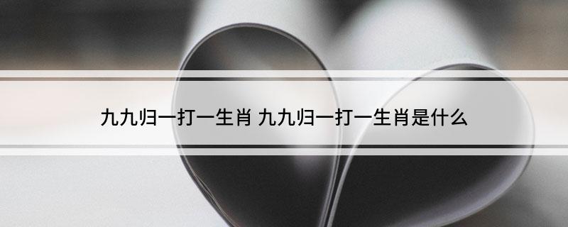九九归一打一生肖(九九归一打一生肖是什么)