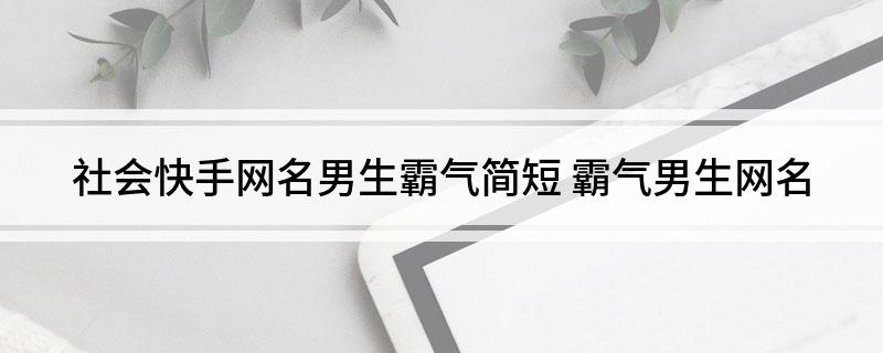 社会快手网名男生霸气简短