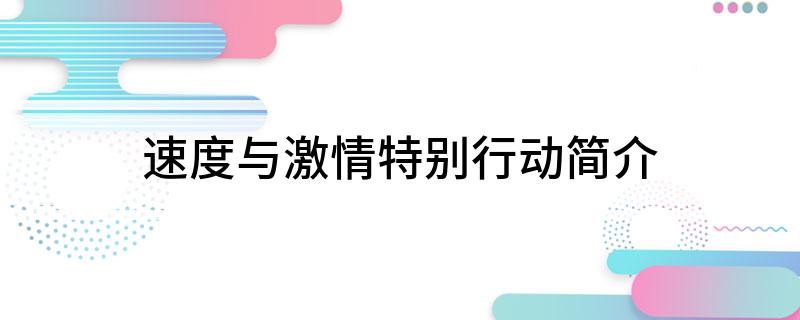 速度与激情特别行动简介