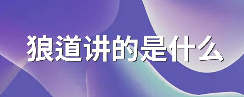 这本书讲的是什么内容_狼道讲的是什么