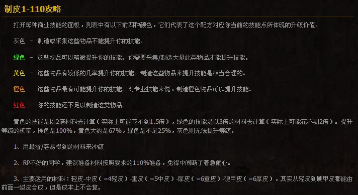 魔兽世界制皮专业1(600攻略)