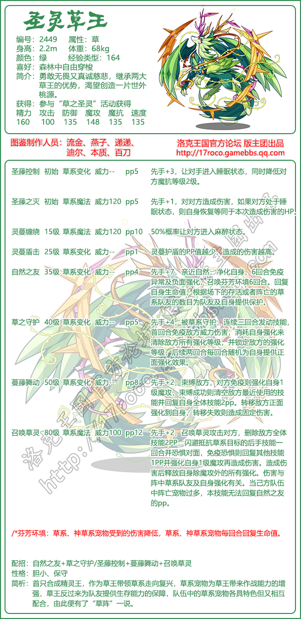 《洛克王国》圣灵草王技能属性图鉴