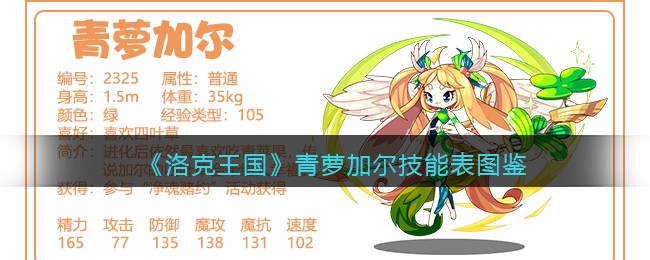 洛克王国青萝加尔技能表图鉴(青萝加尔怎么样)