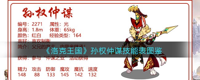 洛克王国孙权仲谋技能表(孙权仲谋怎么样/厉害吗