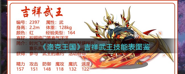 洛克王国吉祥武王技能表(吉祥武王怎么样/厉害吗)
