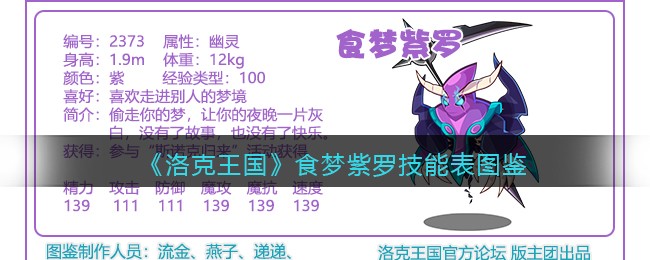 洛克王国食梦紫罗技能表图鉴(食梦紫罗怎么样/厉害吗)