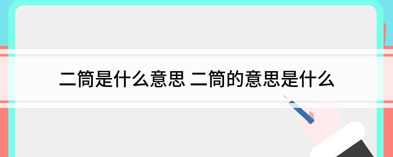 二筒是什么意思(二筒的意思是什么)