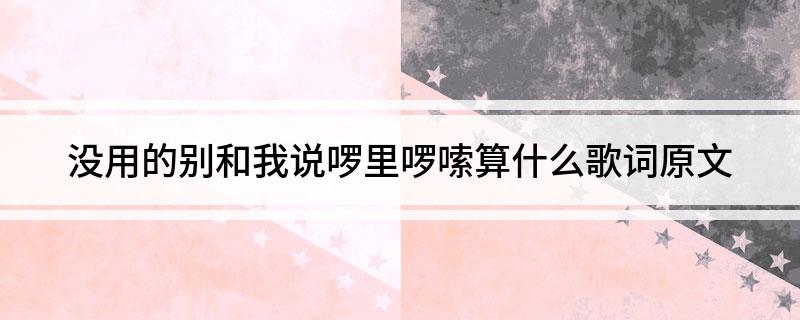 没用的别和我说啰里啰嗦算什么是什么歌(没用的别和我说啰里啰嗦算什么歌词