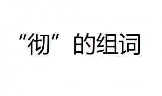 彻组词(有关彻字词语大全)