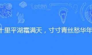 十里平湖霜满天寸寸青丝愁华年什么意思(下一句是什么)