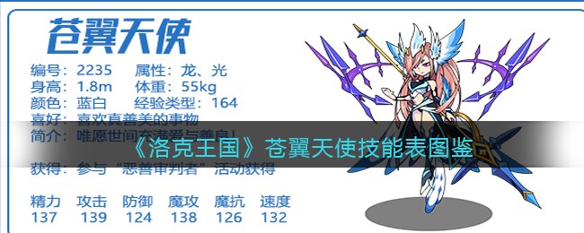 洛克王国苍翼天使技能表图鉴(苍翼天使怎么样/厉害吗)