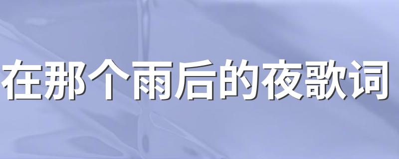 你听过吗_在那个雨后的夜歌词
