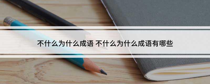 不什么为什么成语