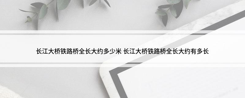 长江大桥铁路桥全长大约多少米(长江大桥铁路桥全长大约有多长)