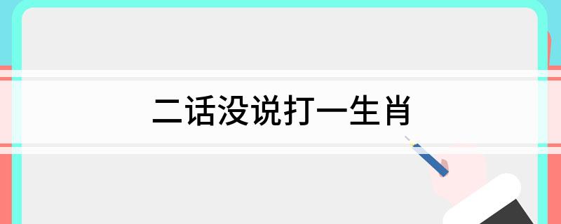 二话没说打一生肖