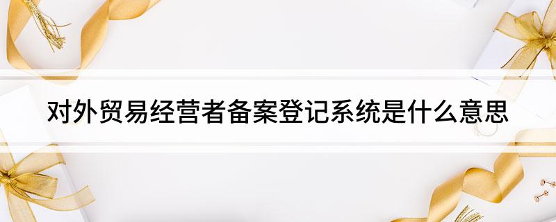 对外贸易经营者备案登记系统是什么意思