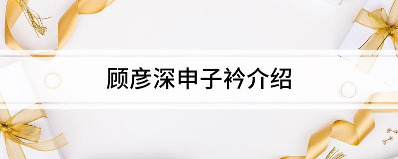 顾彦深申子衿介绍