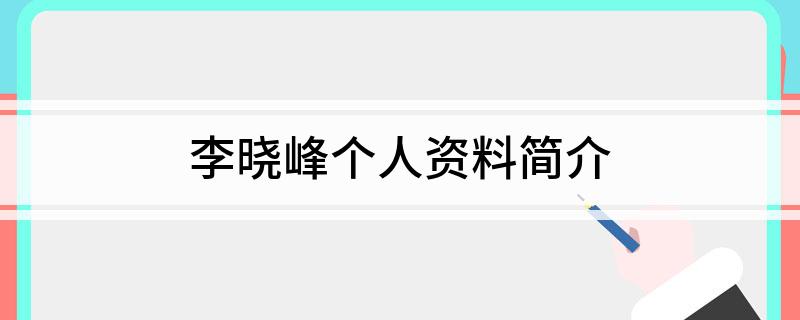 李晓峰个人资料简介