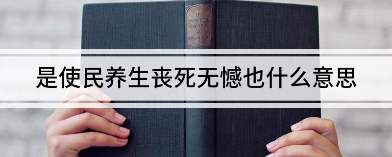 是使民养生丧死无憾也什么意思