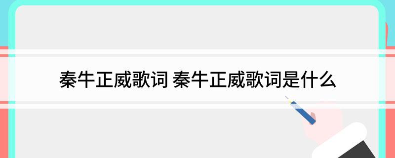 秦牛正威歌词(秦牛正威歌词是什么)