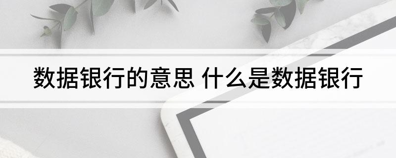 数据银行的意思(什么是数据银行)