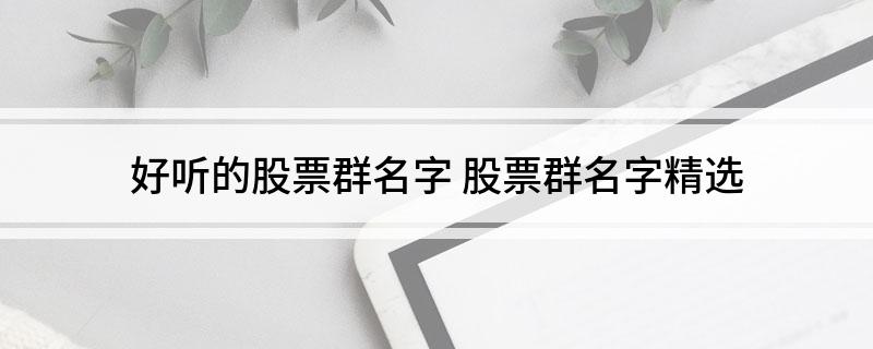 好听的股票群名字(股票群名字精选)