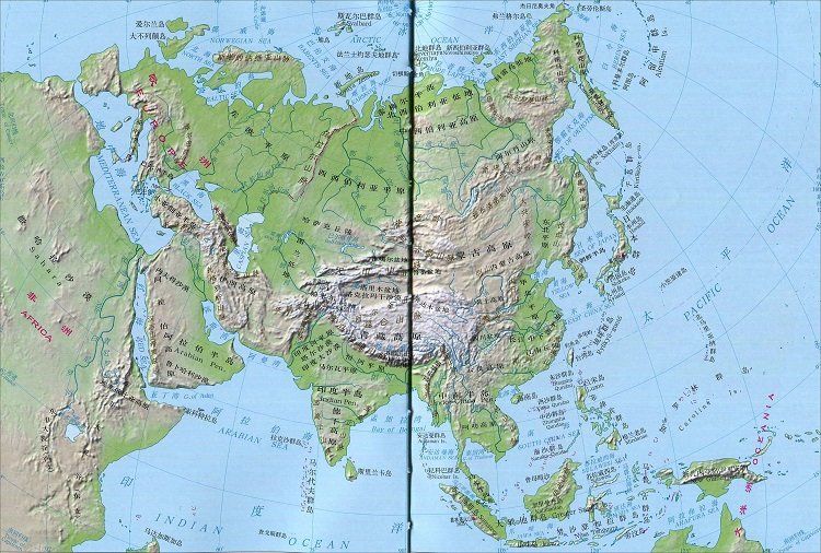 亚洲地理地形高清大图下载(亚洲地形图高清版)