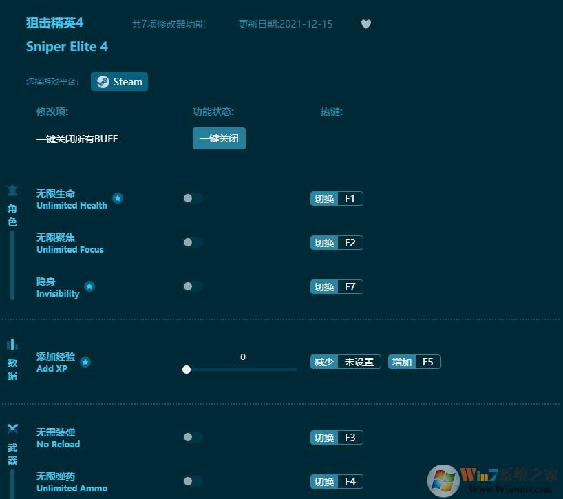 狙击精英4七项修改器 v2022.21下载(狙击精英4修改器中文通用版)