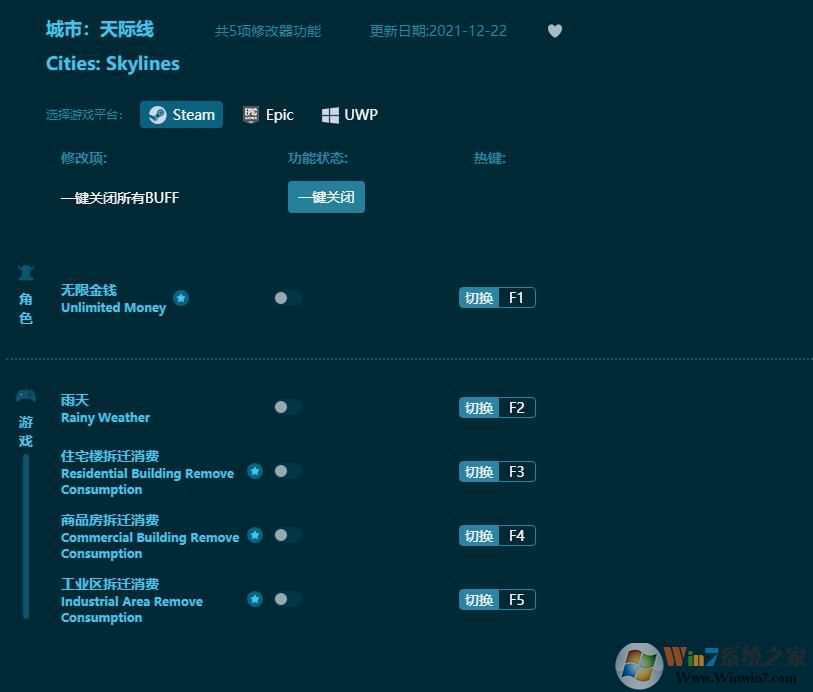 城市天际线五项修改器(附使用说明) v1.8.54下载(城市天际线修改器全功能通用版