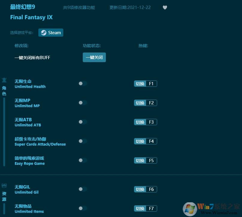 最终幻想9九项修改器 v1.7.8下载(最终幻想9修改器全功能可用版)