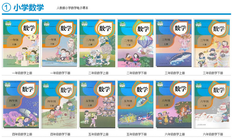 人教版小学一,二,三,四,五,六年级数学电子课本PDF下载(人教版小学数学电子课本