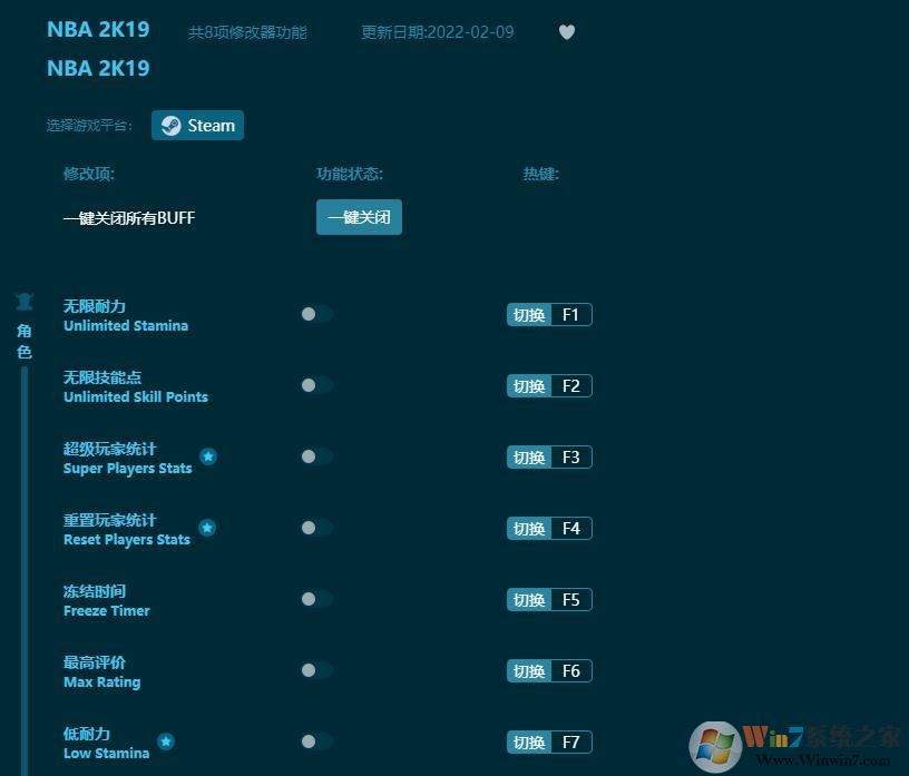 NBA2K19八项修改器 v1.4.25万能版下载(NBA2K19修改器全功能最新版)