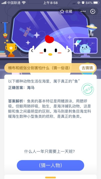 以下哪种动物生活在海里，属于真正的鱼(5月22日支付宝每日一题)