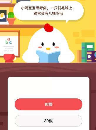 一只羽毛球上，通常会有几根羽毛