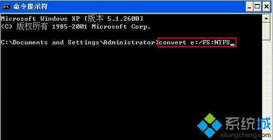 输入“converte:/FS:NTFS”