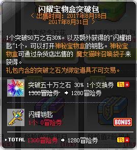 《冒险岛2》闪耀宝物盒突破包更新