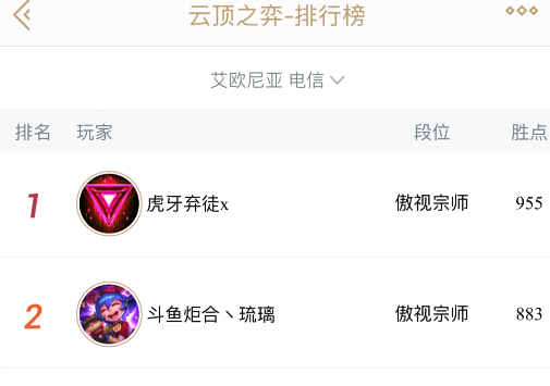 《掌上英雄联盟》怎么看国服排名
