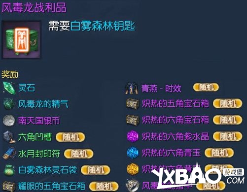 剑灵风毒龙掉落战利品解析
