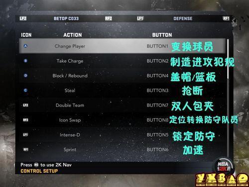 《NBA 2K11》按键设置中英文对照翻译
