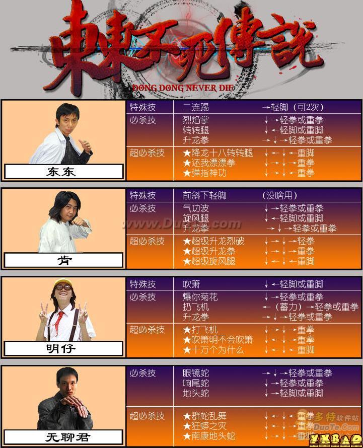 东东不死传说出招表