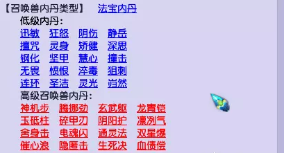 梦幻西游所有内丹