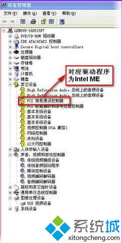 联想笔记本装Xp系统后弹出&ldquo;pci简易通讯控