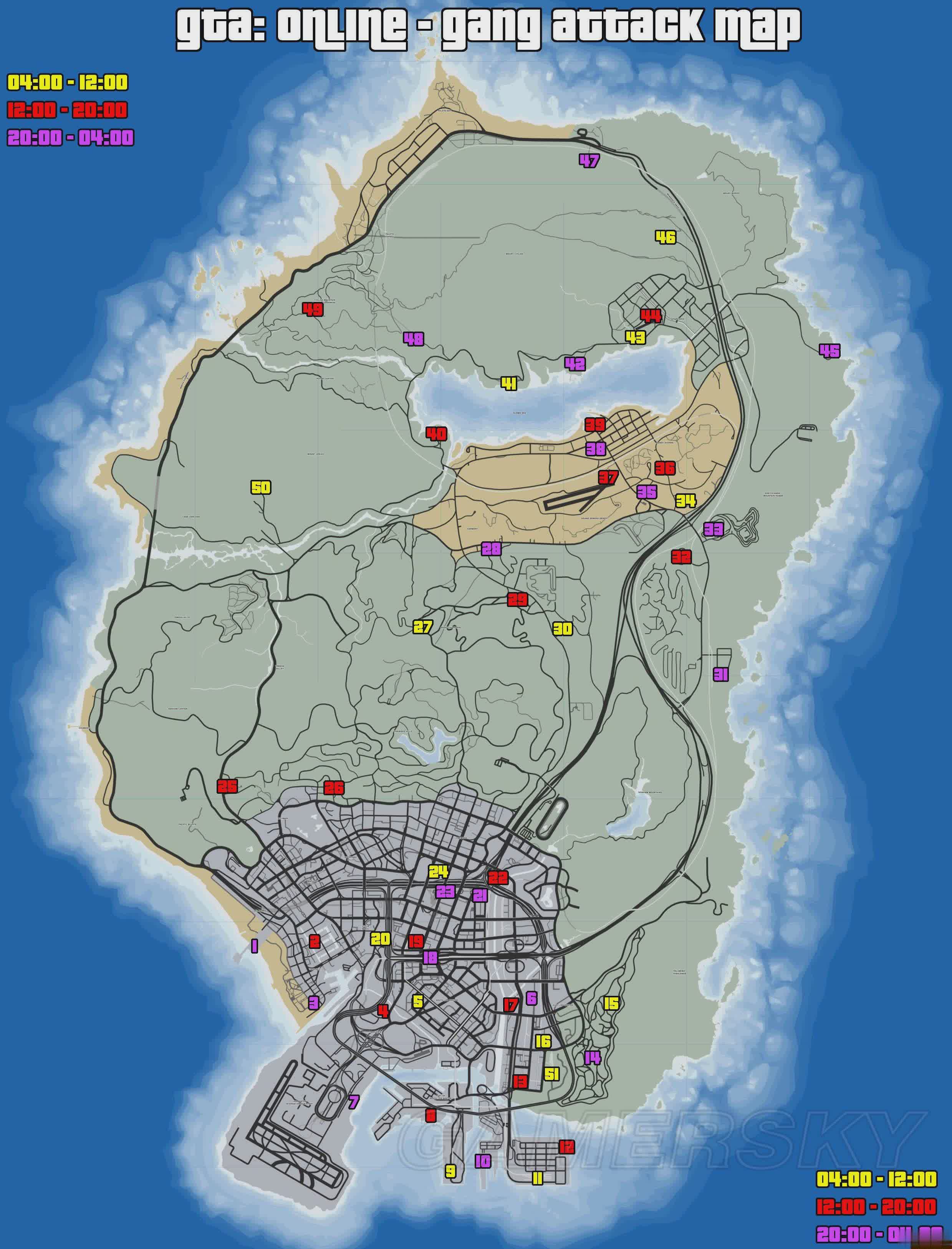 GTAOL所有帮派战争图览