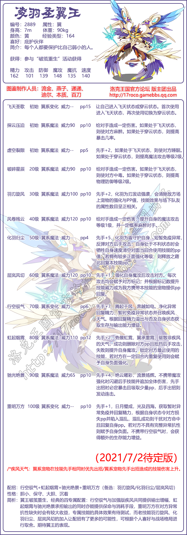 《洛克王国》凌羽圣翼王技能属性图鉴