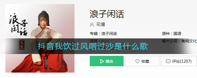 抖音我饮过风咽过沙浪子无钱逛酒家是什么歌(抖音我饮过风咽过沙是什么歌)