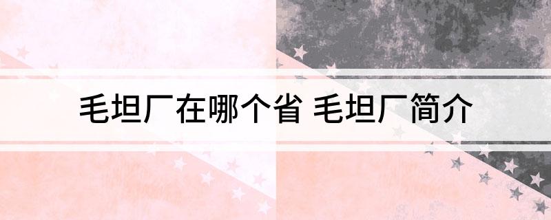 毛坦厂在哪个省(毛坦厂简介)