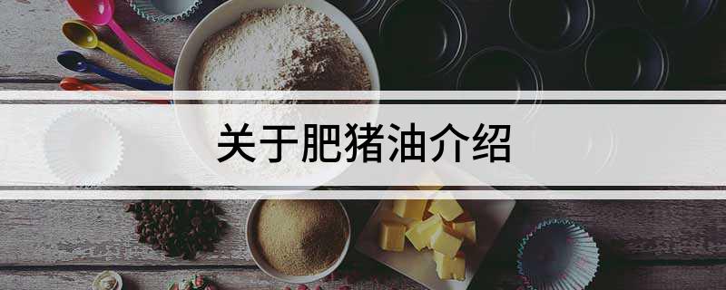 关于肥猪油介绍