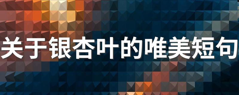 描写银杏叶的优美句子_关于银杏叶的唯美短句